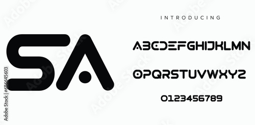 SA, Abstract technology science alphabet lowercase font. digital space typography vector illustration design
