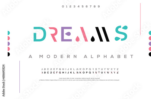 Dreams Abstract minimal modern alphabet fonts. Typography technology vector illustration photo