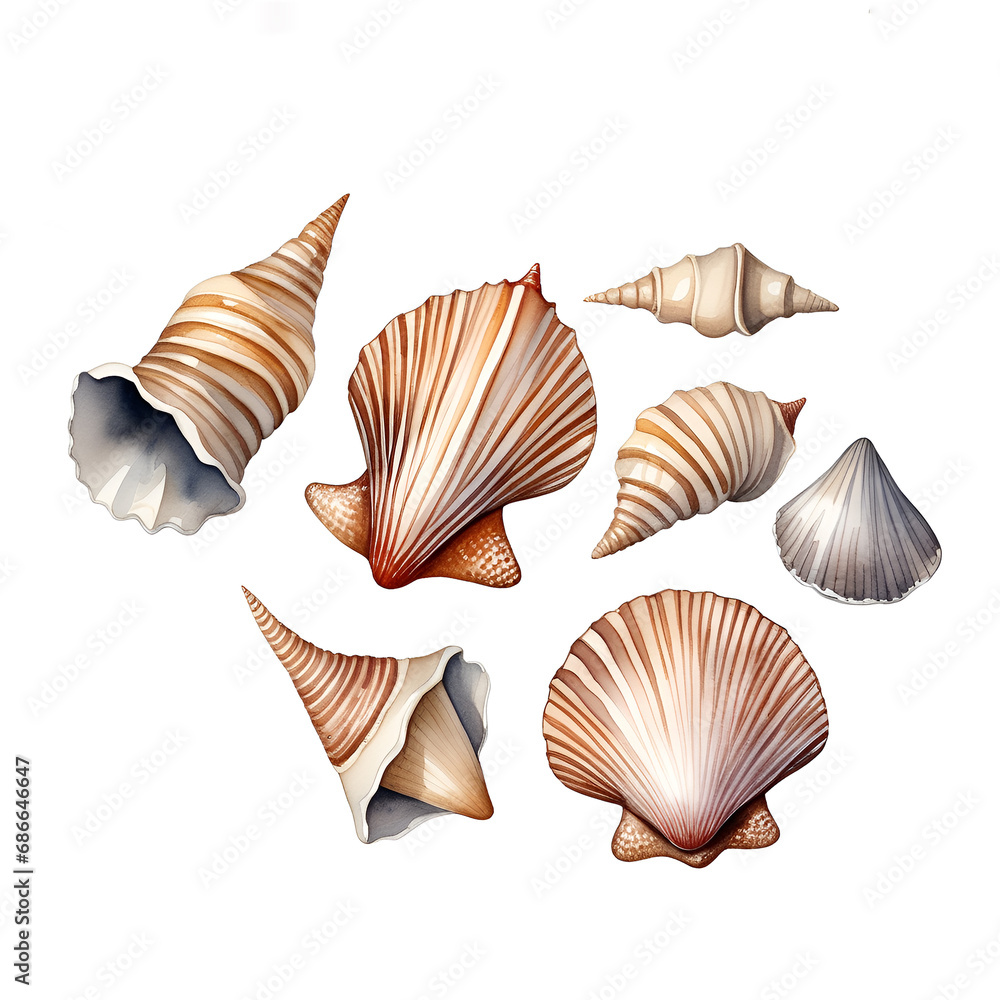 Seashell on a white background. Seashell on a white background.