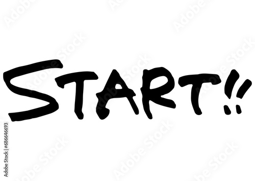 手書き文字素材「START!!」。ベクターデータ。