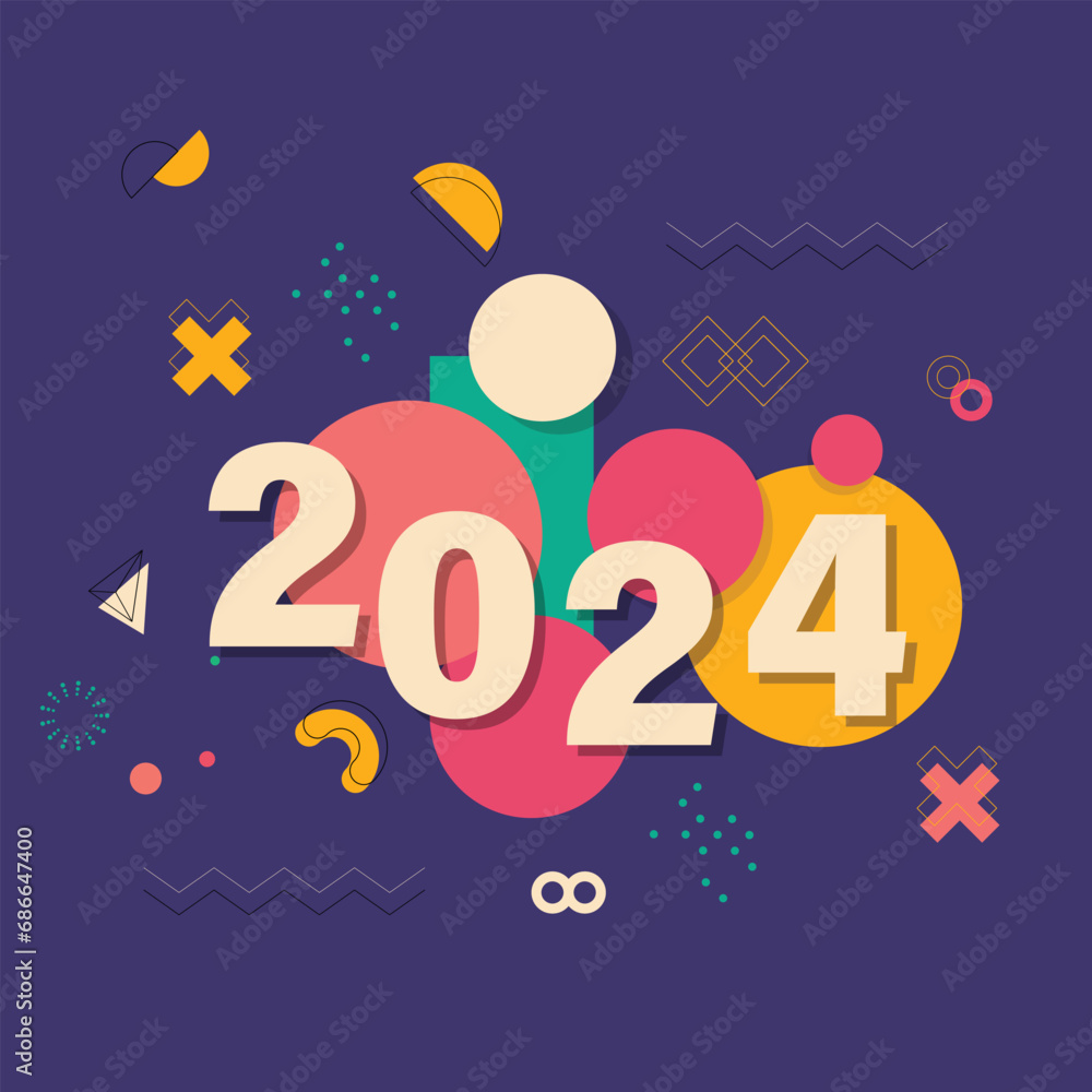 Golden 2024 Typography Art: Happy New Year Greeting Card Template for Festive Events - Modern Vector Design with Abstract Background and Symbolic Significance Golden 2024 Typography Art: Happy New Year Greeting Card Template for Festive Events - Modern Vector Design with Abstract Background and Symbolic Significance