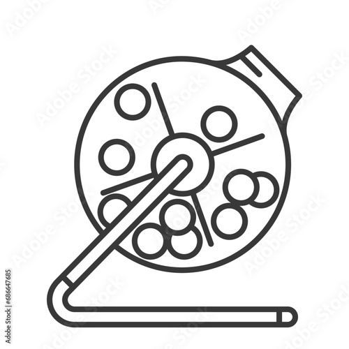 Round lottery bingo cage, raffle drum or lottery machine simple icon, lotto game, vector