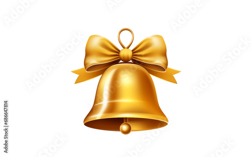 Capturing the Resonance of a Golden Jingle Bell Icon Isolated on Transparent Background PNG.