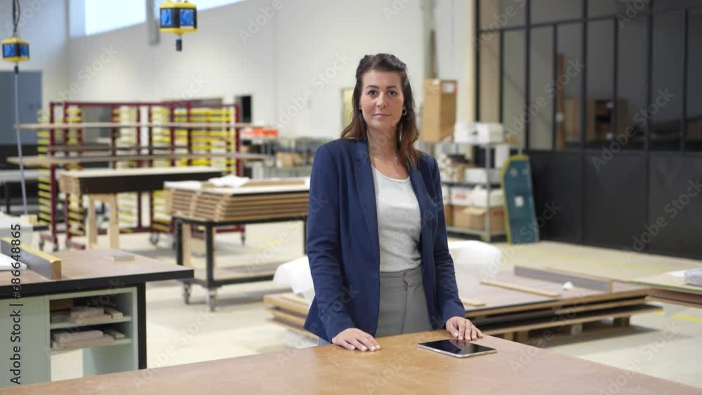 A confident businesswoman oversees factory operations A confident businesswoman oversees factory operations