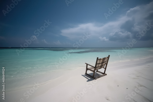 Chair on the beach near the sea  summer holiday and vacation concept for tourism  AI