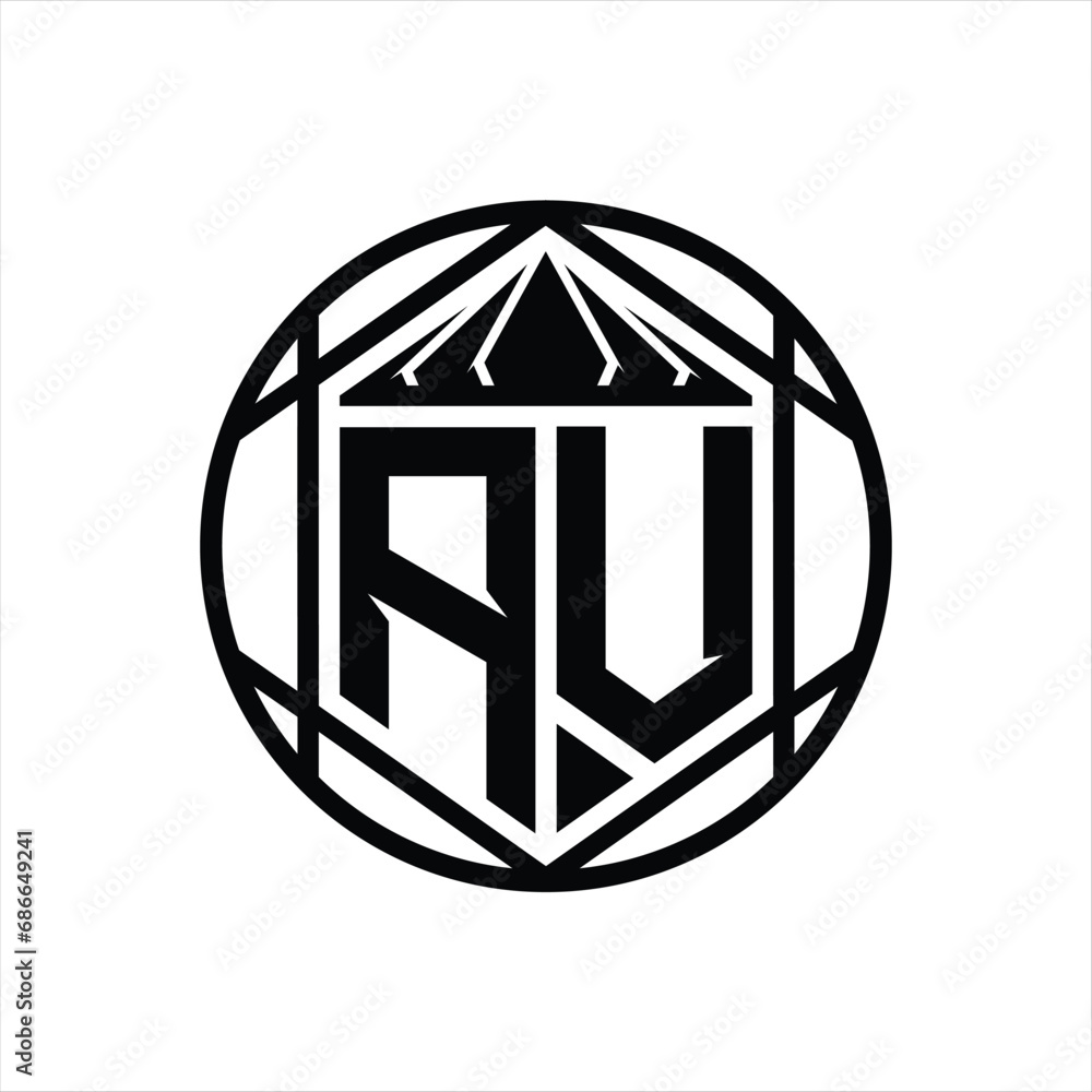 AV Letter Logo monogram hexagon slice crown sharp shield shape isolated circle abstract style design AV Letter Logo monogram hexagon slice crown sharp shield shape isolated circle abstract style design