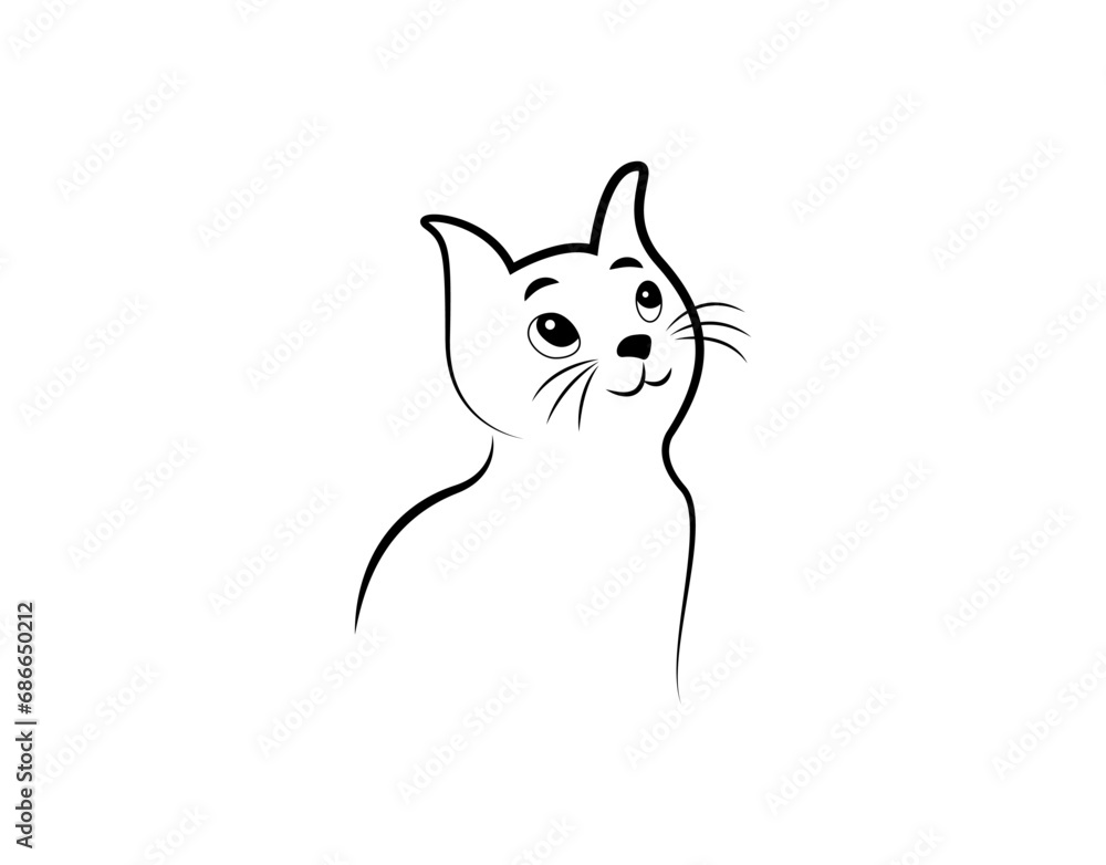 Obraz premium Cute cat line drawing vector