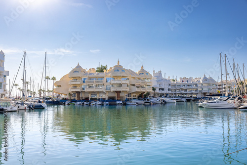 Panoramic view of Puerto Marina in Benalmadena, Costa del Sol, Malaga province, Andalusia, Spain photo