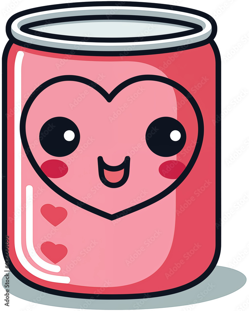 Cartoon character with cute red can face Cartoon character with cute red can face
