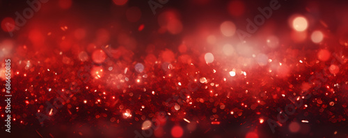 Rote funkelnde Lichter Festlicher Hintergrund mit Textur. Abstrakt Weihnachten glitzernde helle Bokeh unscharf und fallende Sterne. Winter-Karte oder Einladung