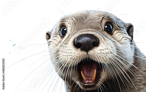 A Playful Otters Grin Unveiled Isolated on Transparent Background PNG. © Saad