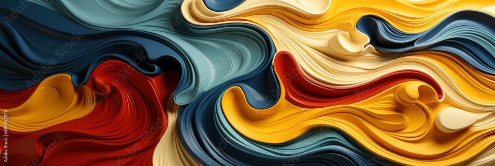Multicolored Wavy Abstract Stripes Painted , Banner Image For Website, Background, Desktop Wallpaper