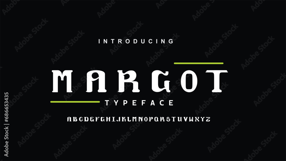 Margot, modern futuristic modern geometric font - obrazy, fototapety, plakaty 