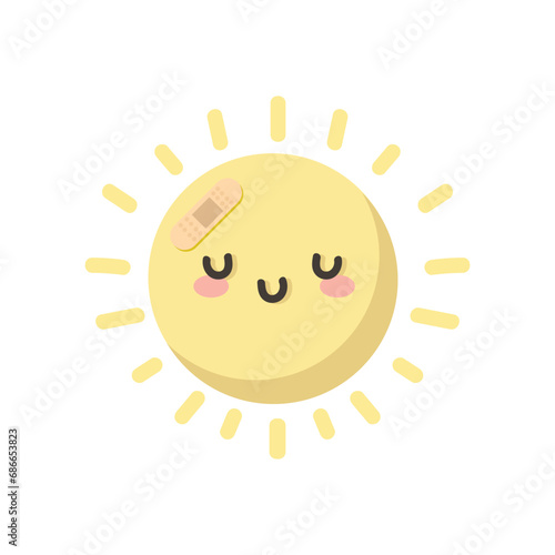 Fototapeta Naklejka Na Ścianę i Meble -  Cute Sun Doodle Illustration vector