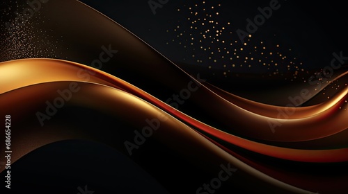 golden line sparkles on black background © kittikunfoto