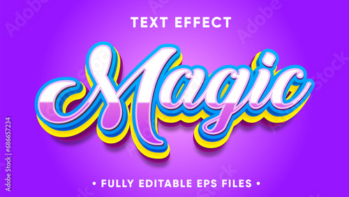  vector template magic 3d text effect font editable, typography, vector template
