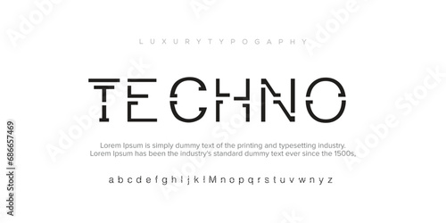 Techno , luxury modern font alphabetical vector set photo