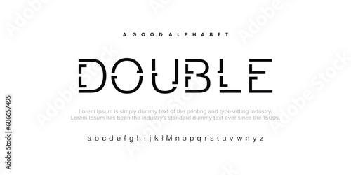 Double Modern abstract digital alphabet font. Minimal technology typography, Creative urban sport fashion futuristic font and with numbers. vector illustration