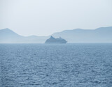 Large cruise liner in the Aegean Sea of Greece