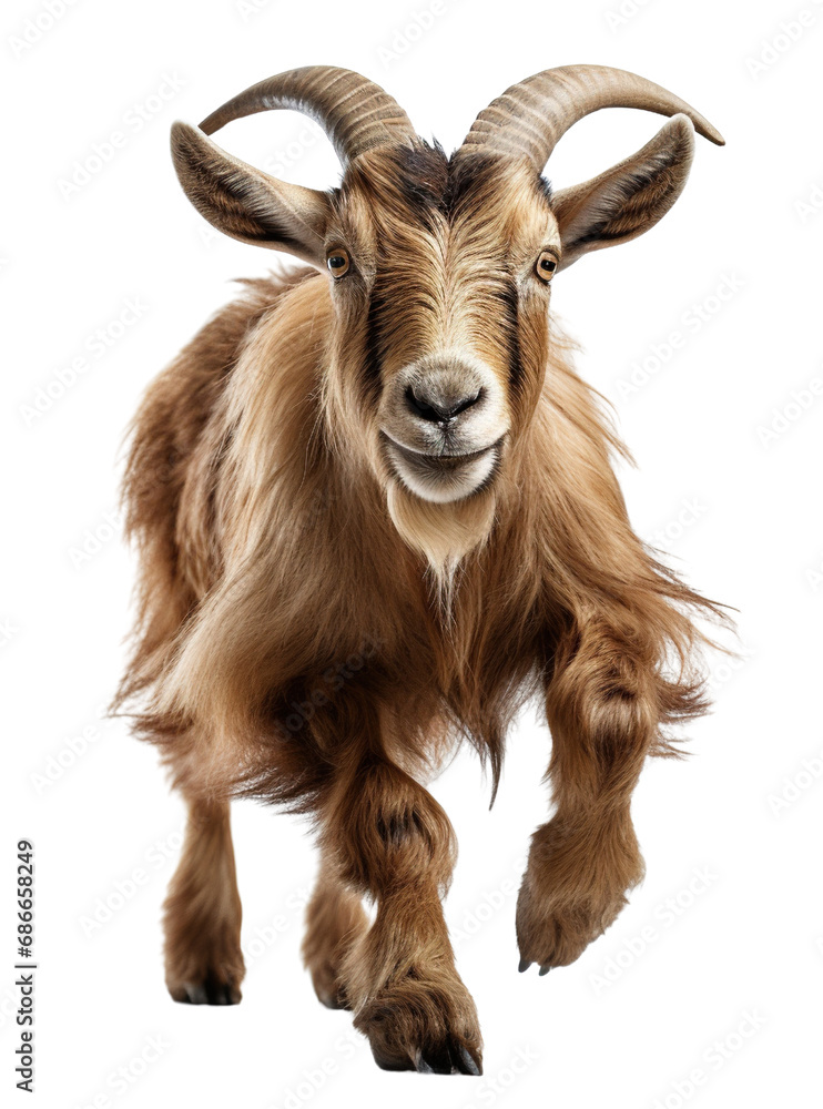 Goat running isolated on white background