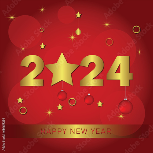 Happy New Year 2024, Happy New Year banner. Vector illustration of a Happy New Year, Happy New Year vector art design, New Year celebration design