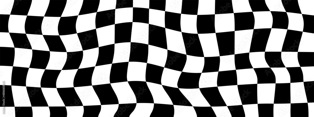 Black and white psychedelic checkerboard background. Hippie, retro chessboard template Black and white psychedelic checkerboard background. Hippie, retro chessboard template