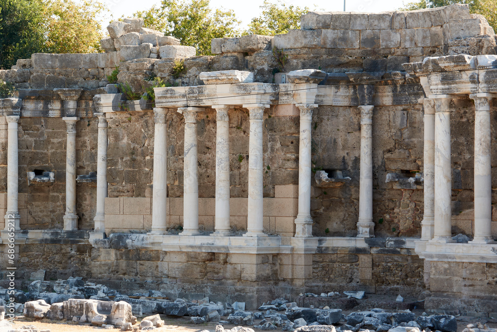 the ruins of the ancient Greek city of Side, Turkey