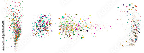 A vibrant display of multicolored confetti scattered across a clear transparent backdrop  creating a festive atmosphere.