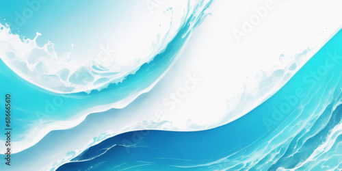 Blue ocean wave background. Blue and white water ocean background. Wavy line background. Hand drawn watercolour ocean background.