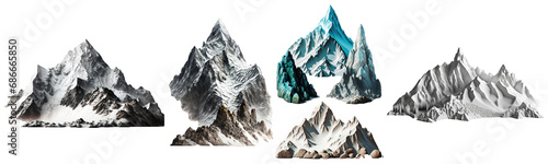 Realistic mountain range illustration with crisp details and a clear, transparent backdrop.