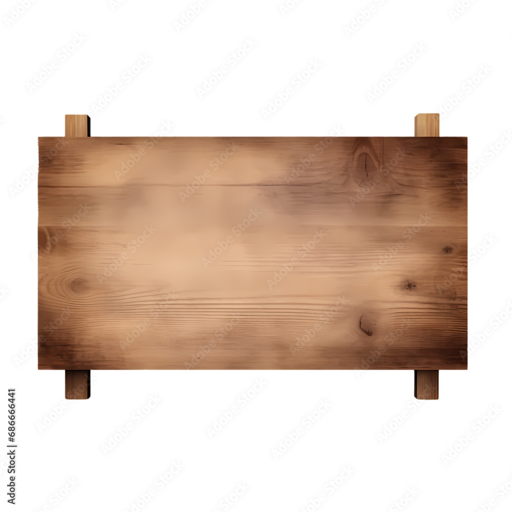 Empty wooden sign isolated on transparent background