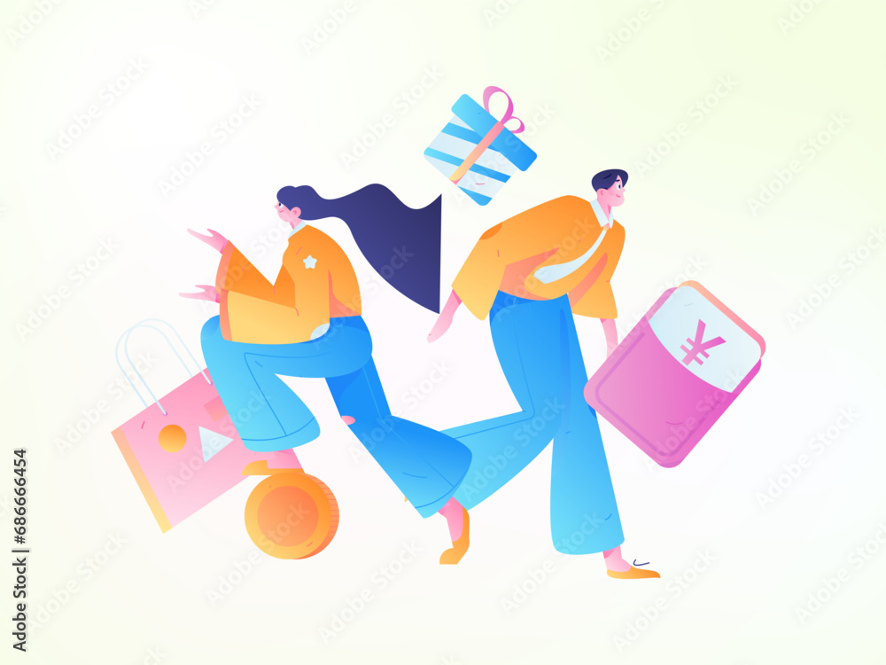 Festive Shopping E-Commerce Online Shopping People Flat Vector Concept Operation Hand Drawn Illustration
Festive Shopping E-Commerce Online Shopping People Flat Vector Concept Operation Hand Drawn Illustration