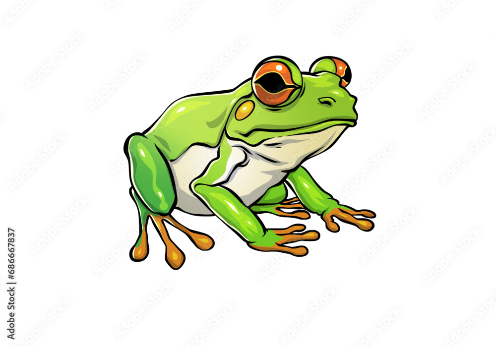 Obraz premium Full Color Green Frog with Color Gradation