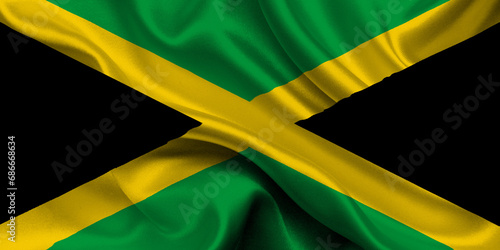 High detailed flag of Jamaica. National Jamaica flag. North America. 3D illustration. photo