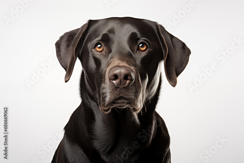 Close up portrait of black Labrador Retriever dog Isolated on white background © Татьяна Евдокимова