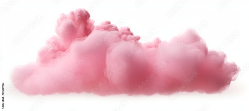 Pink clouds pastel atmosphere on white backgrounds 3d rendering, Generative AI 