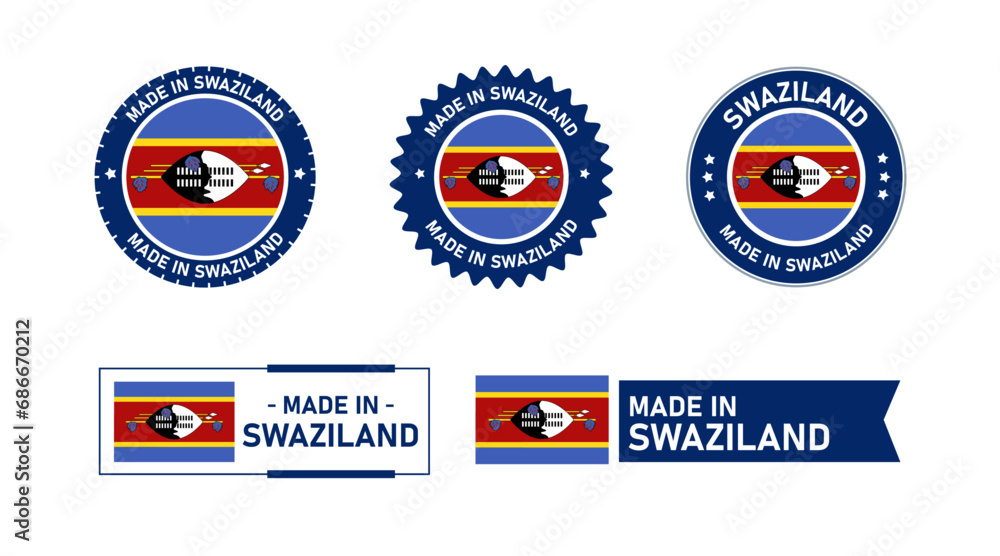 Swaziland flag, Made in Swaziland. Tag, Seal, Stamp, Flag, Icon vector