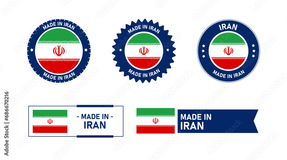 Iran flag, Made in Iran. Tag, Seal, Stamp, Flag, Icon vector