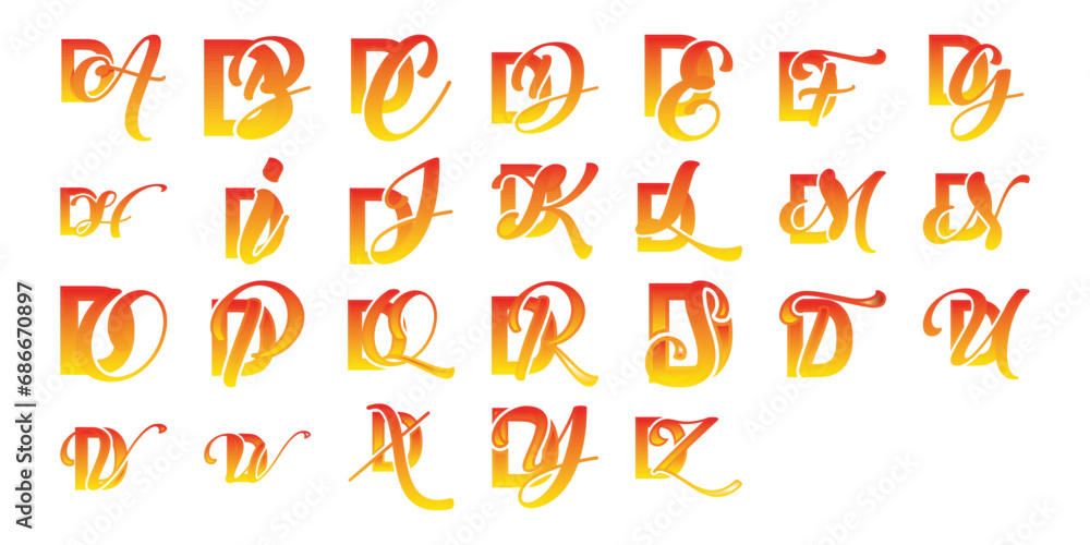 Set collection of letter DA to DZ Luxury modern template, floral logo design, suitable for your company