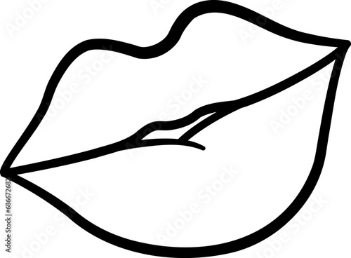 Beautiful Womens Lips for Coloring. Symbol of Love. Vector Illustration for Valentines Day. A passionate kiss