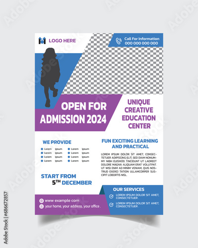 Unique creative Education Flyer Template or Modern School Leaflet A4