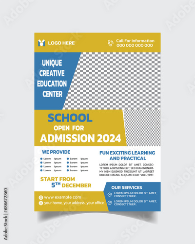 Unique Kids School Flyer Template or Modern School Leaflet A4
