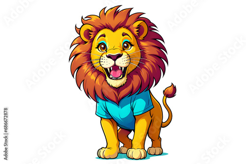 A Cartoonish Lion in a Playful Pose  PNG 10800x7200 