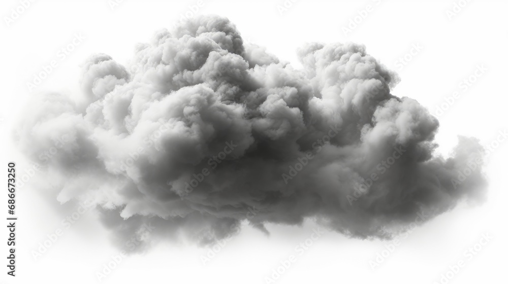 Storm darkness cloud on white background 3d rendering, Generative AI 