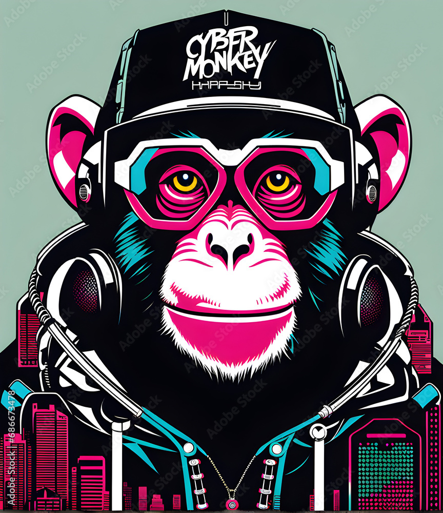 Fototapeta premium Cyber Punk Monkey