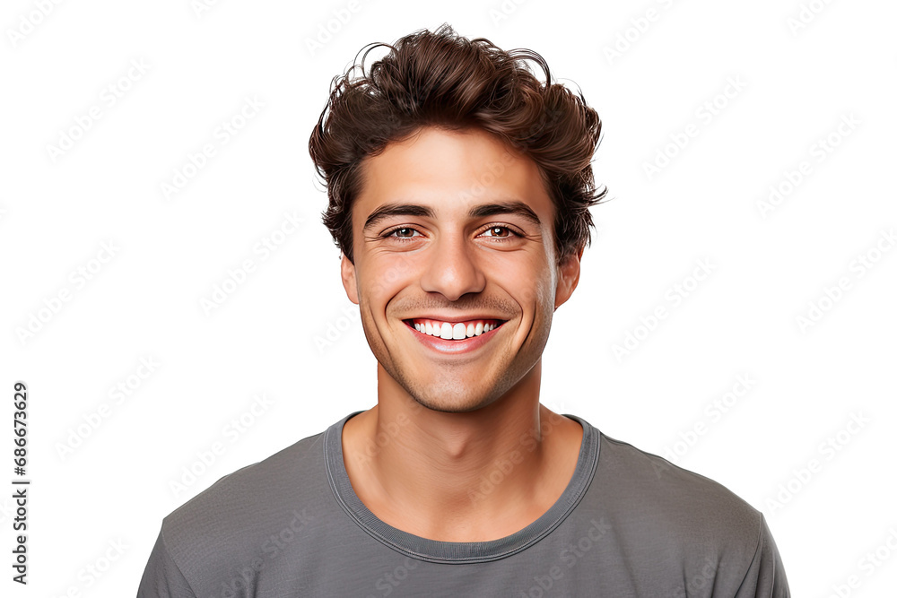Naklejka premium Studio portrait of a beautiful young man with an attractive smile isolated on transparent png background.