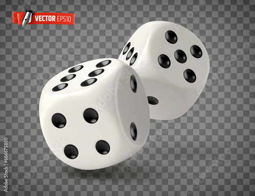 Vector realistic illustration of dices on a transparent background.
