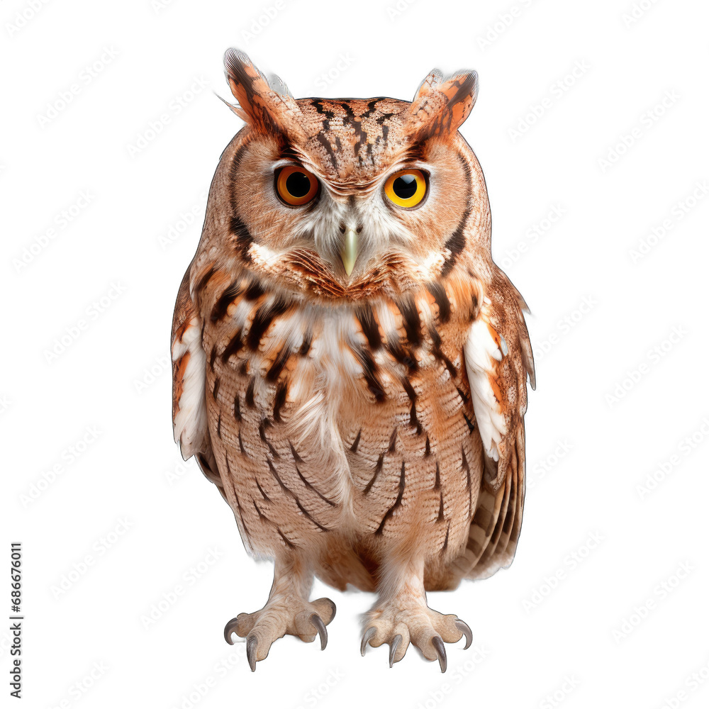 Naklejka premium Eastern Screech Owl isolated on transparent background