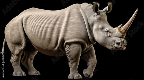 Rhino nose horn isolated on dark background. generative ai