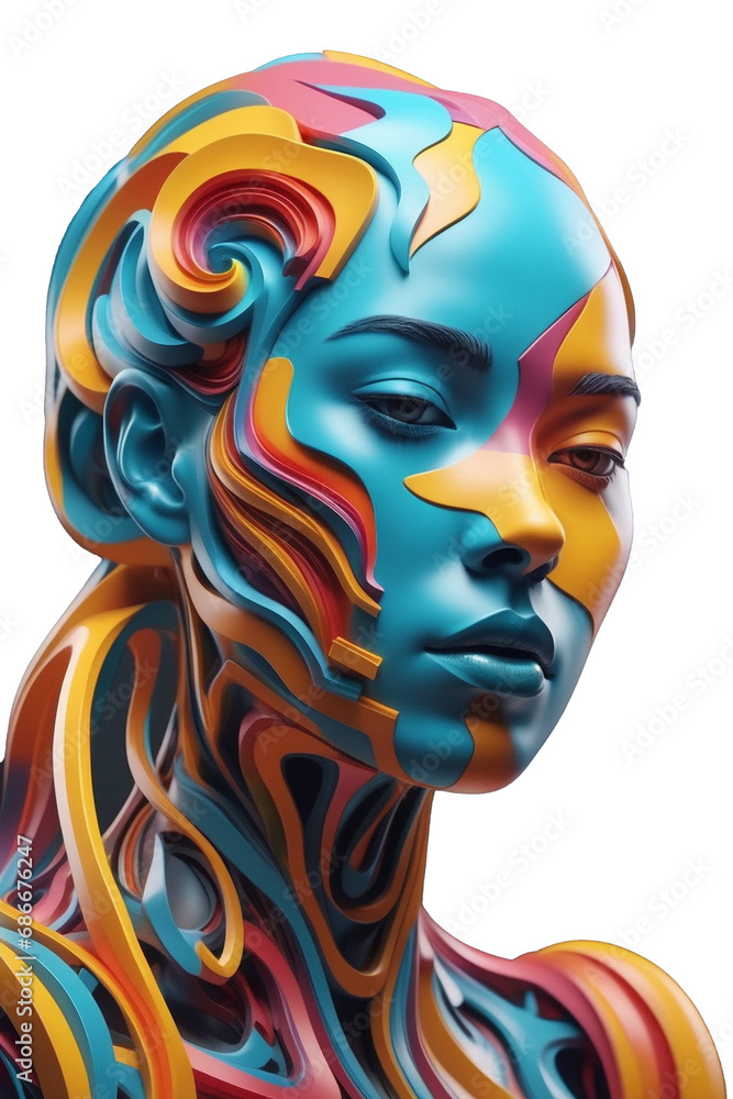 a woman's figure, digital sculpture, 3d sculpture, beautiful colors. ai generative